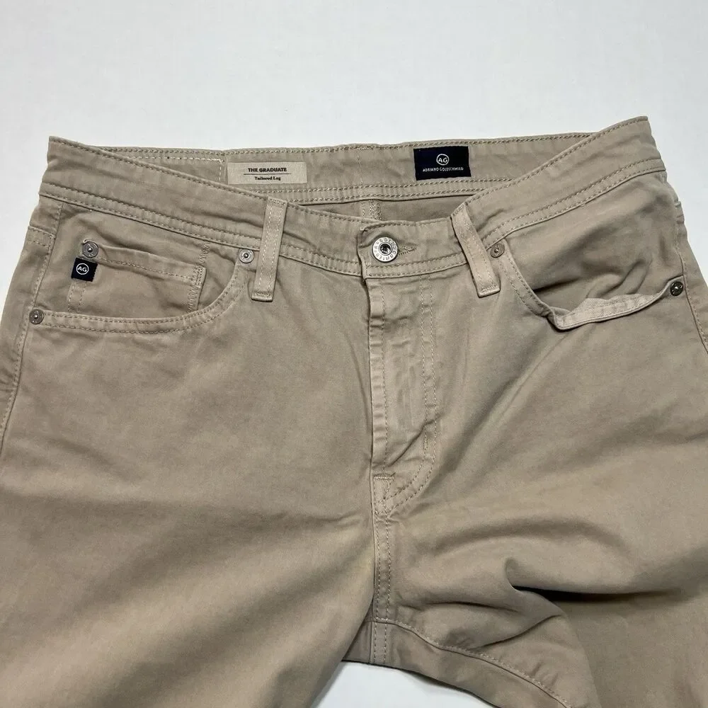 AG Adriano Goldschmied The Graduate Tailored Leg Khaki Stretch Pants Men's 31x32 - Picture 6 of 7